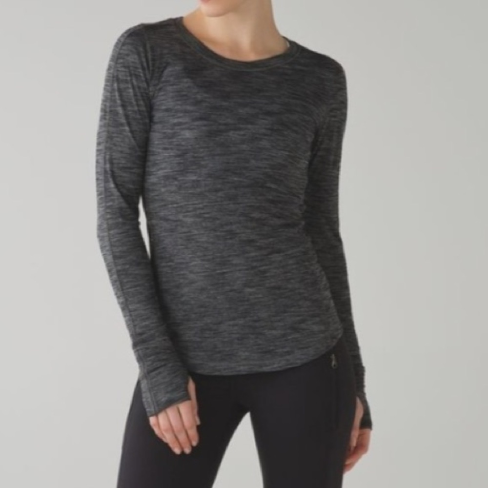 Lululemon five mile Gray heathered Long Sleeve Top